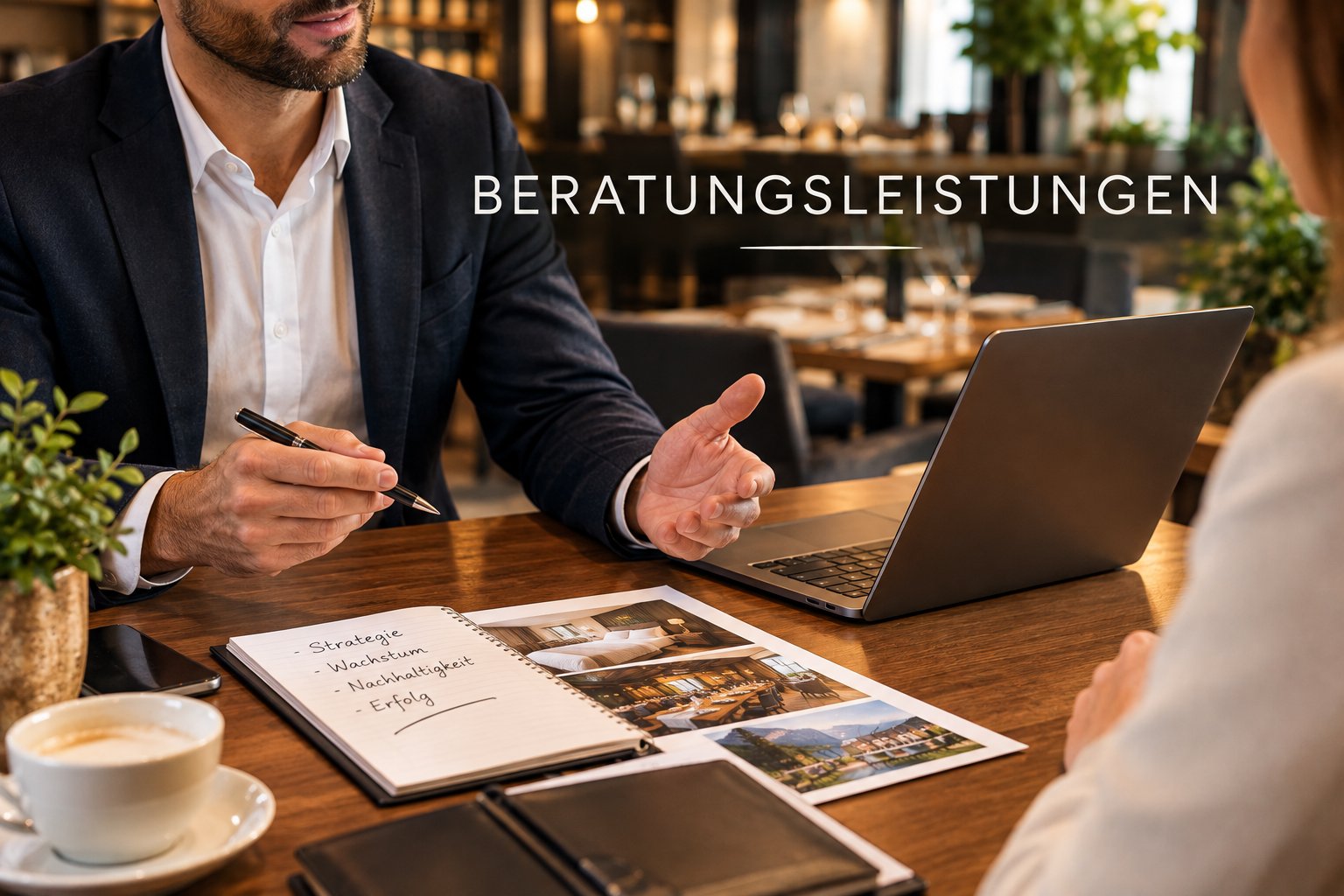 Beratungsgespräch in einem Restaurant – Notizen zu Strategie, Wachstum, Nachhaltigkeit und Erfolg